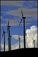 Wind Turbine windmills and stormy sky, California