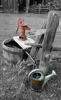 Water  Pump Station B & W with a Touch Of Color -