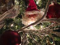 Christmas Trimming, Santa Claus, Red Balls, Lights