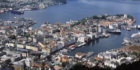 Aerial view of a city Bergen Hordaland County Nor