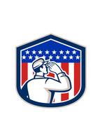 American Soldier Saluting Flag Shield