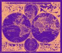 Vintage Map of The World (1685) Tan & Purple