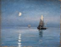 Carl Locher - Fishing cutters in the moonlit night