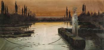 Enrique Serra 1859 - 1918 Evening mood in the Pont