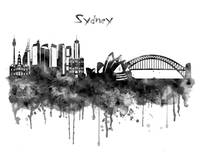 Sydney Black and White Watercolor Skyline