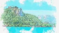 Lake Bled, Slovenia 7  - Watercolor ca 2020 by Ahm
