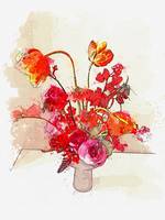 Still Life - bouquet de fleurs - 19, watercolor, c