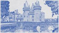 Blueprint drawing of Chateau de sully-sur-loire, F