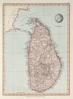 Old Sri Lanka Map (1845) Vintage Ceylon Island Atl