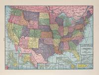 Old United States Map (1925) Vintage USA Atlas