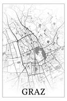 Graz, Styria, Austria, city map print.