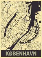 København, Danmark, city map print.