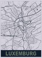 Luxemburg, Luxemburg, city map print.