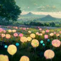 anime  illustration  A  small  field  of  flowers