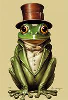 cute  and  adorable  frog  dressed  as  Sherlock