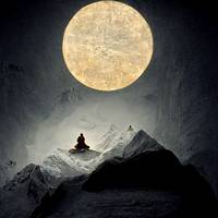 sound  of  silence  monk  in  Himalaya  mountains