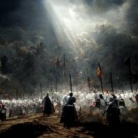 Teutonic  Knights  fight  high  detailed  landscap