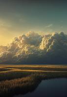 Marshland  sea  clouds  in  style  of  Jacek  Yerk