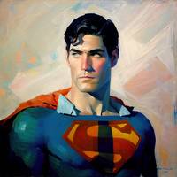 Superman  by  Monet  impresionist  oil  painting