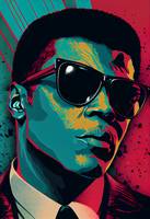 Pop  art  of  Muhammad  Ali  wearing  sunglasses