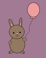 Bunny Rabbit Cute Pink Balloon Purple