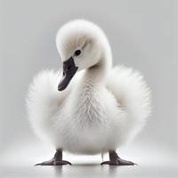 Elegant  baby  swan  half  body  postrait    isola