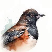 Towhee Bird Portrait Watercolor Painting