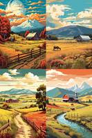 Montana  countryside  scene    illustration  p
