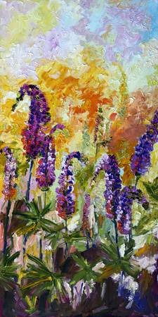 Impressionist Lupines Blue and Purple Flowers