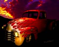 Flaming Chevy Pickup and a Sundowner Picnic