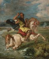 Eugène Delacroix~Moroccan Horseman Crossing a Ford