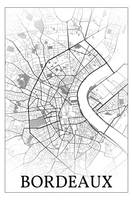 Bordeaux, Gironde, France, city map print.