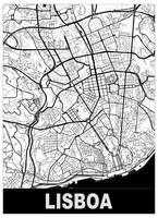 Lisboa, Portugal, city map print.
