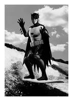 Batman Surfing B&W