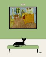 Black Cat Admires Van Gogh Bedroom