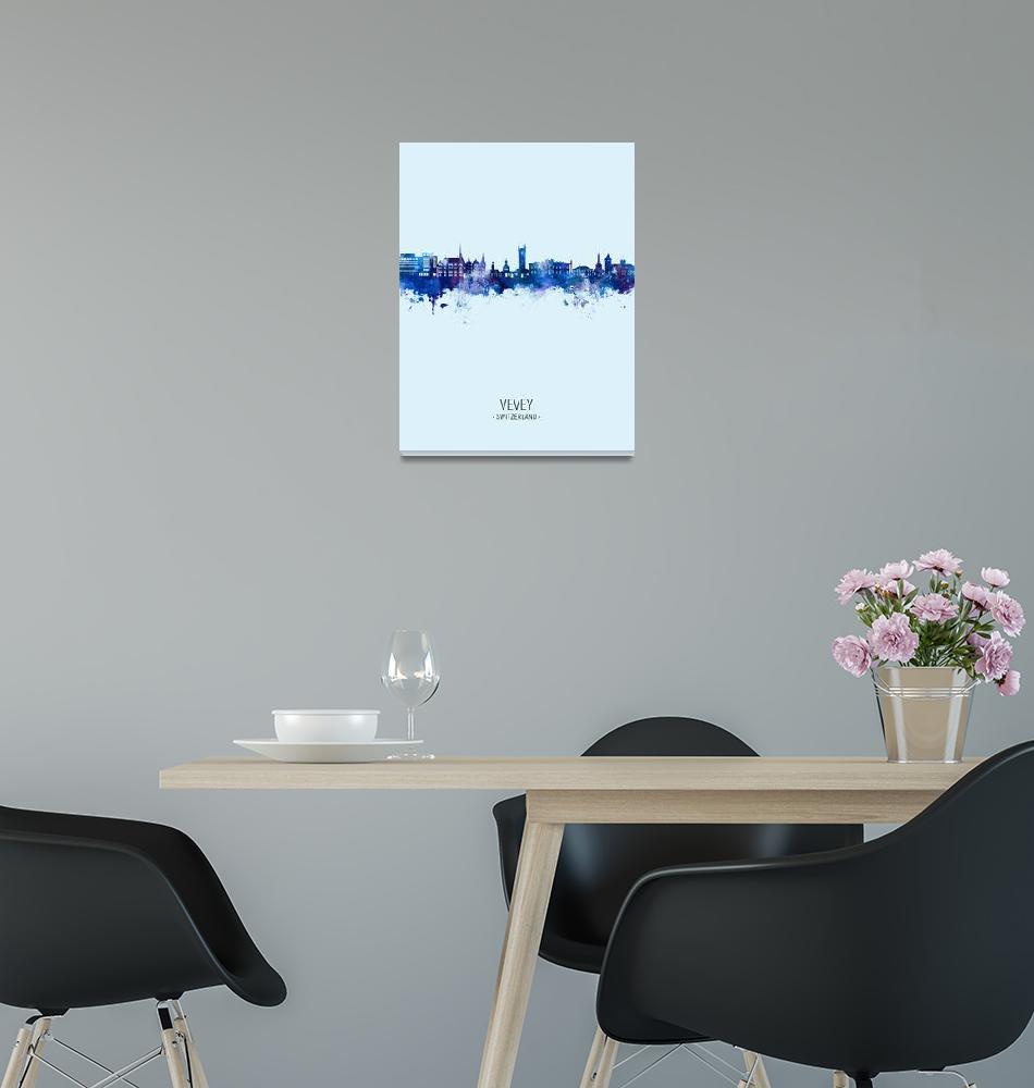 "Vevey Switzerland Skyline"  (2022) by ModernArtPrints