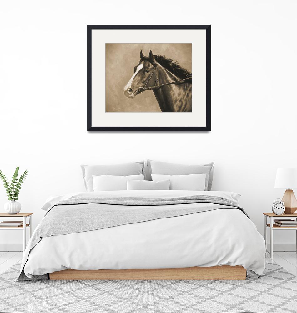 "Thoroughbred Horse In Sepia"  (2014) by csforest