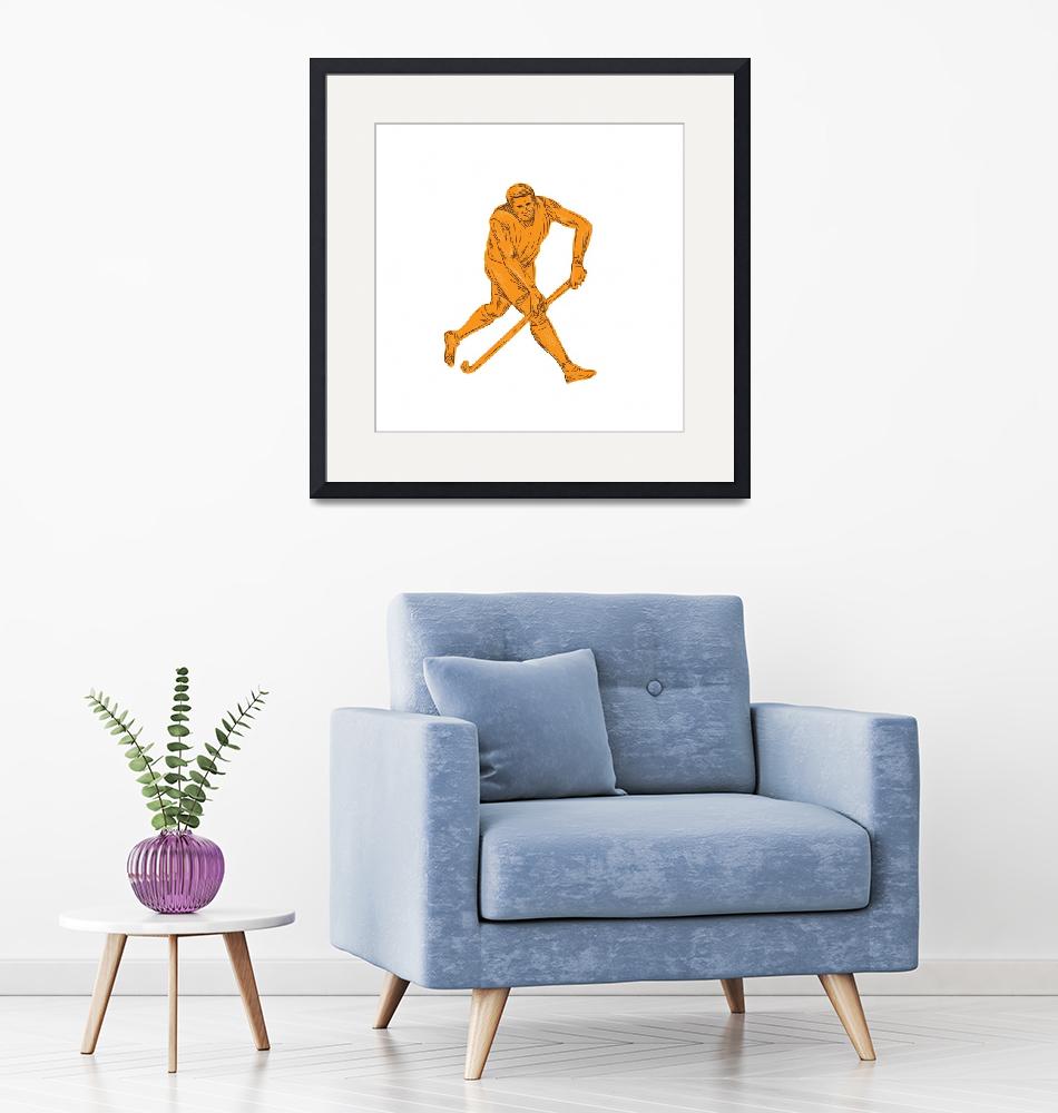 "Field Hockey Player Running With Stick Drawing"  (2016) by patrimonio